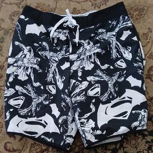 DC Comics Black and White Swim Trunks Dynamic Design